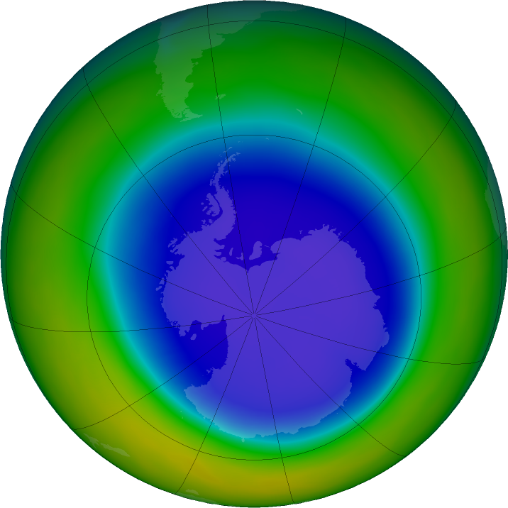 Antarctic ozone map for September 2018